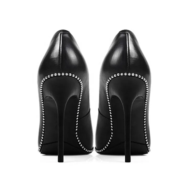 Women's genuine Leather Wedding Sexy Heels