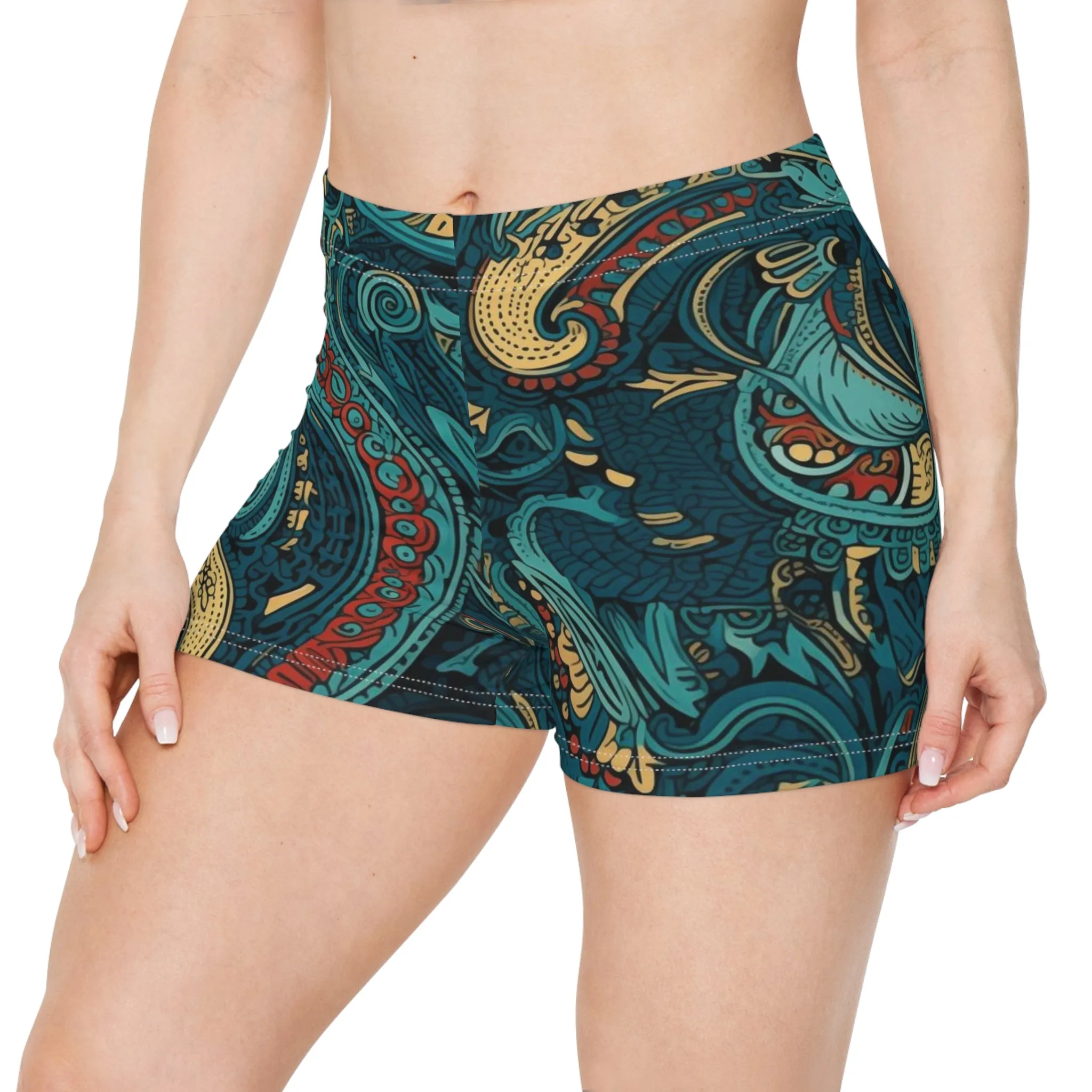 Workout Shorts - Martine Trikonasana Paisley