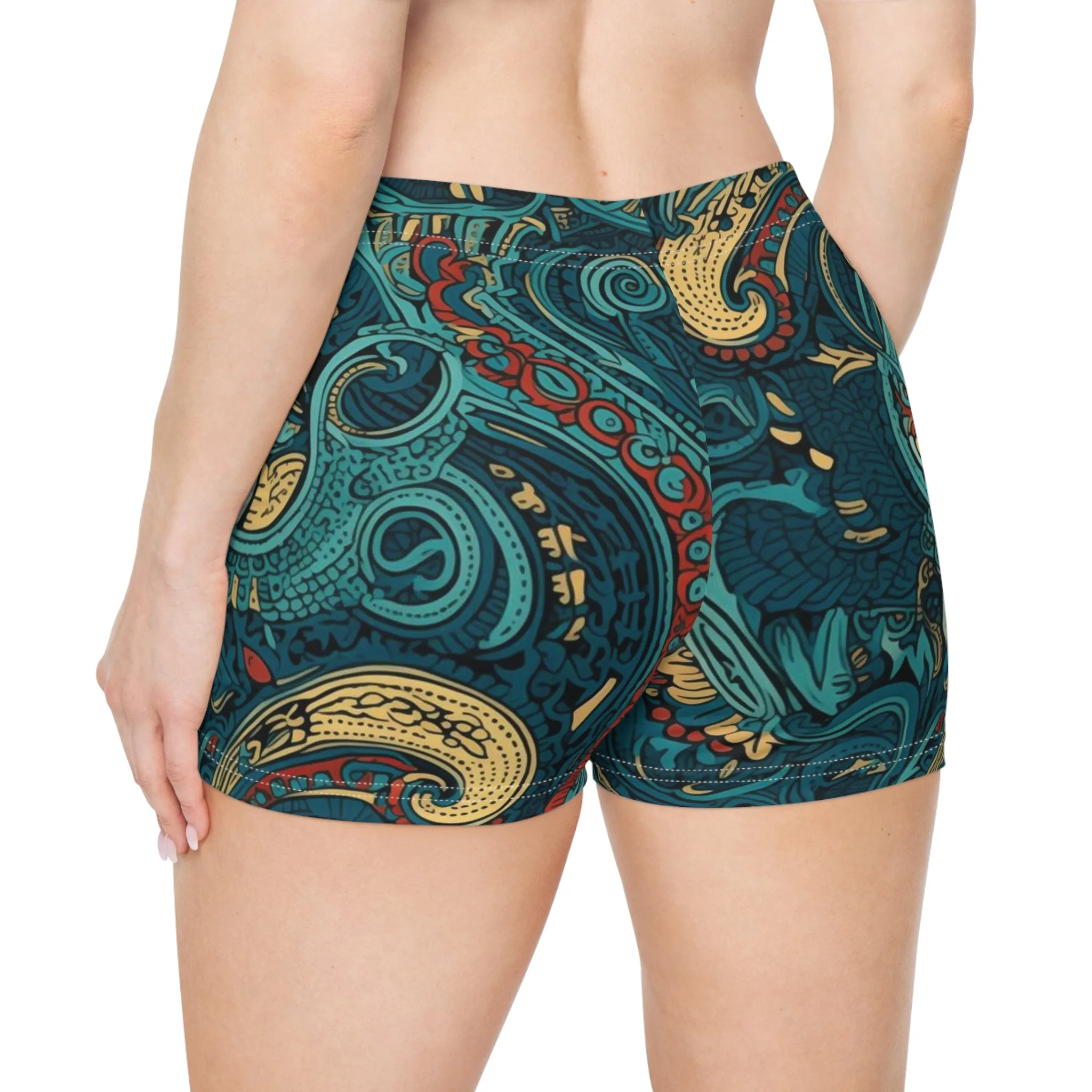 Workout Shorts - Martine Trikonasana Paisley
