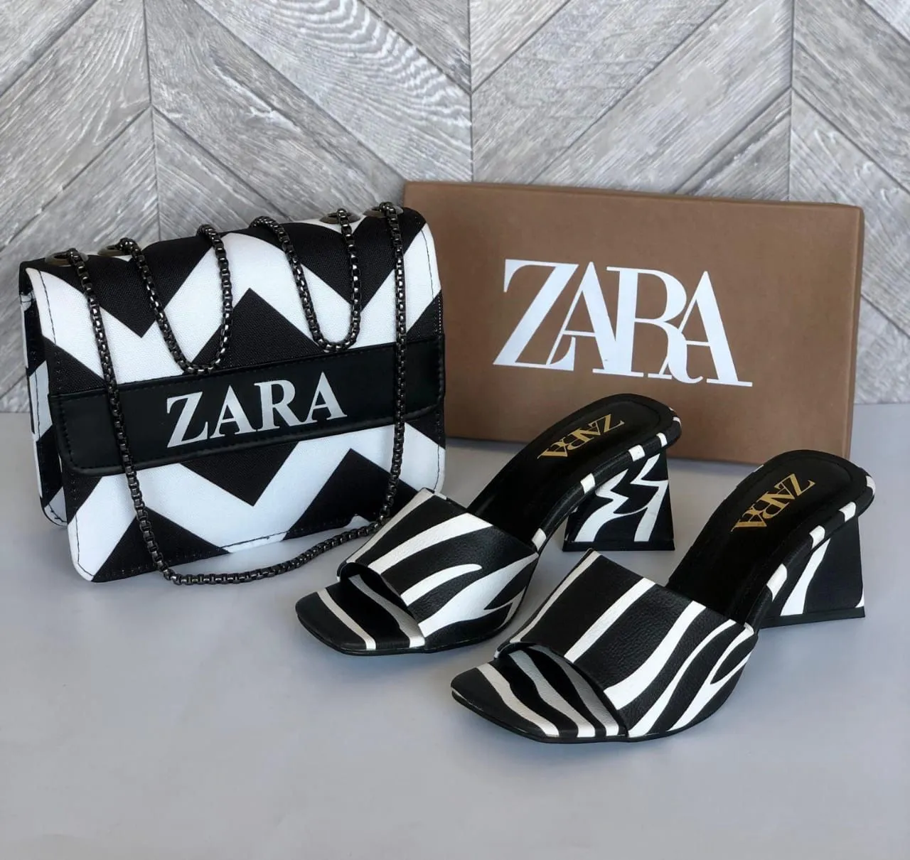 Zebra Triangle Heels combo